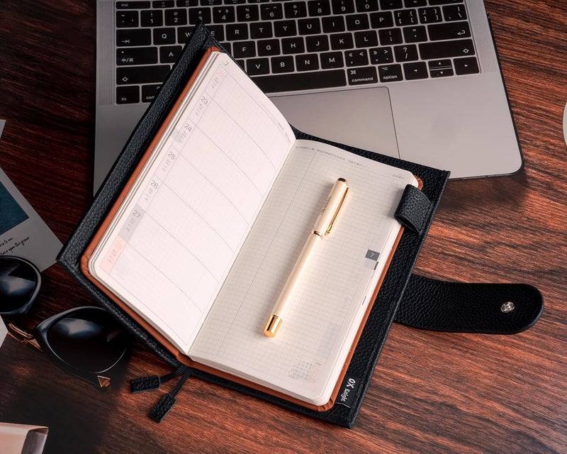 Ox Knight غطاء جلد لهوبونيشي ويكس/ويكس ميغا - مع حلقة قلم، فتحات بطاقات، جيب خلفي، وعلامات مرجعية (أسود) - Image 4